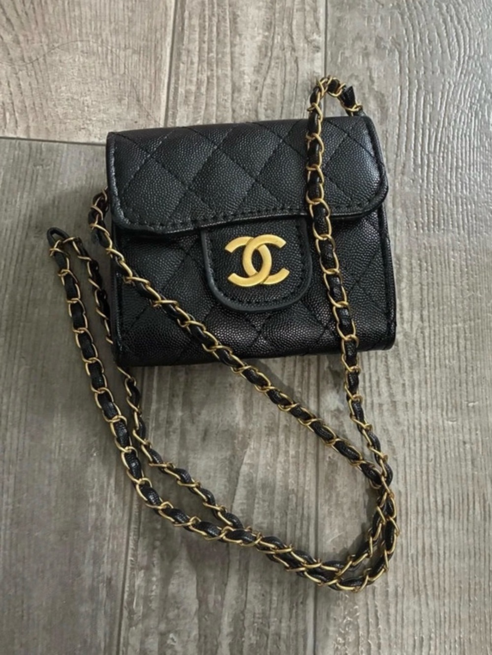 CHANEL GWP black Quilted small Crossbody with Gold CC